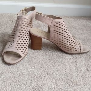 Unisa Light Pink Nude Cage Block Heel Sandals